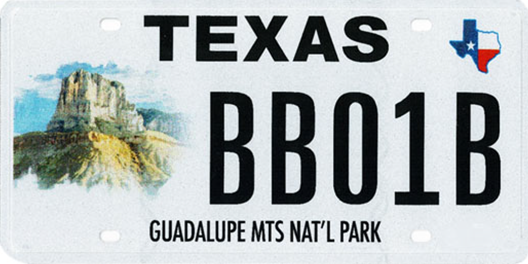 Guadalupe Mountains National Park proposed license plate